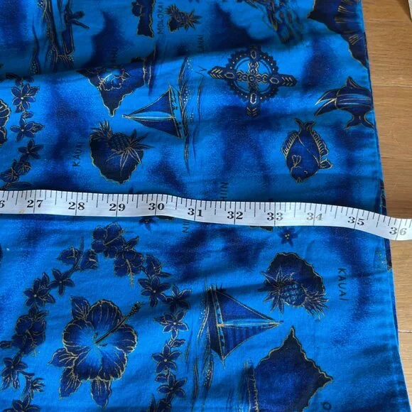 Vintage Made in Hawaii Handmade Shift Dress Blue and Gold Sz S/M Beach Vacation - Picture 7 of 10